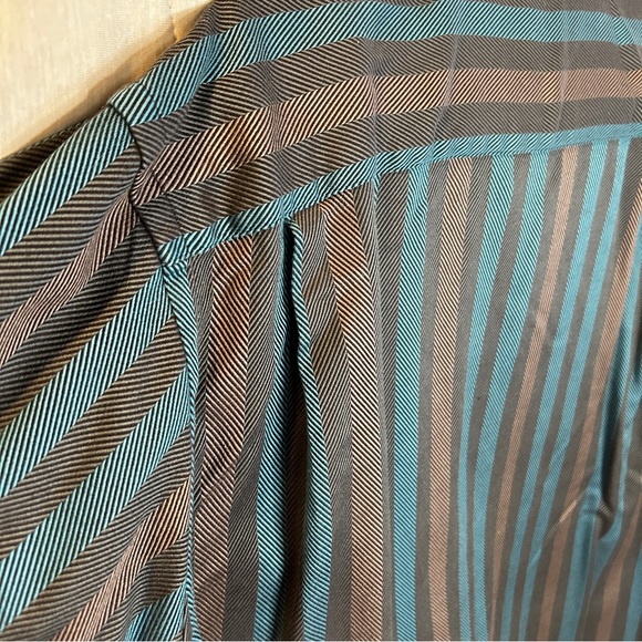 Paul Fredrick XXL Teal Grey Black Long Sleeve Button Up Shirt EUC - Picture 7 of 8